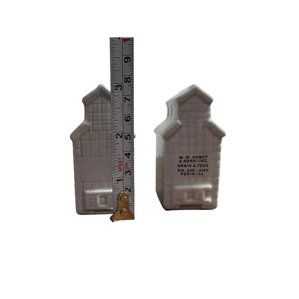 Vintage‎ Grain Elevator Salt & Pepper shakers WW Dewey Grain & feed Co. Pekin IL